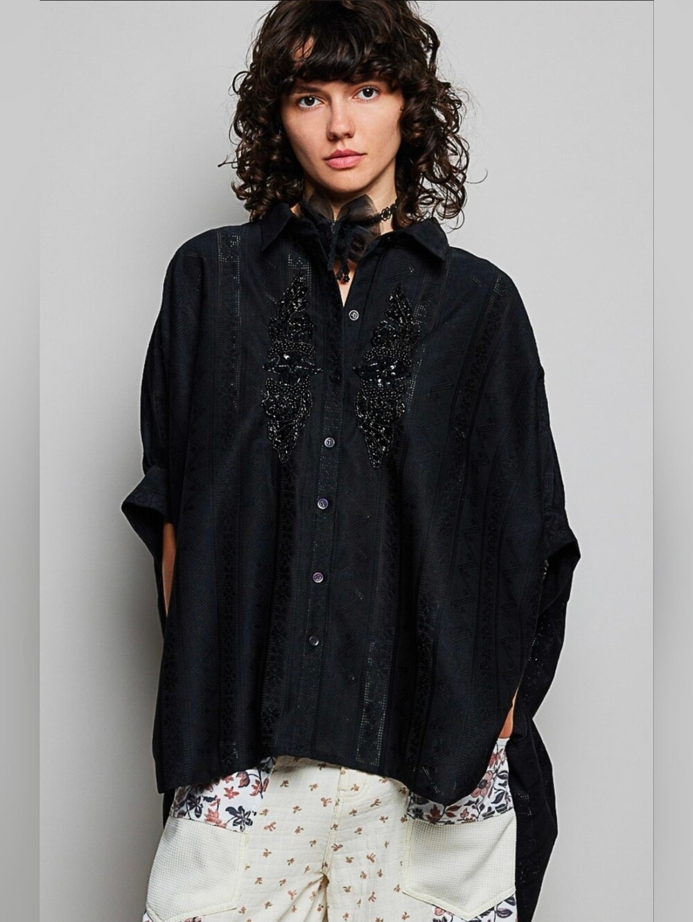 NEW!! POL Embellished Black Button-Down Blouse, NWT